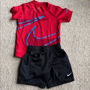 Nike Red and Blue T-Shirt with Black Shorts-3T